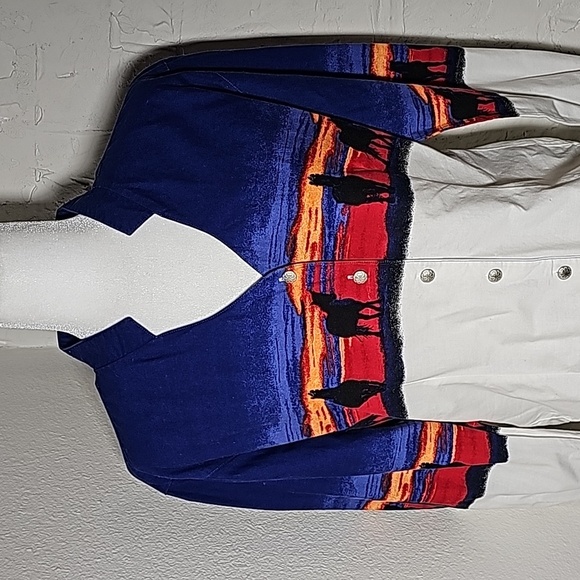 VTG Wrangler Blouse Top Shirt Button Down Longsleeve Horse Sunset Western L - Picture 2 of 16